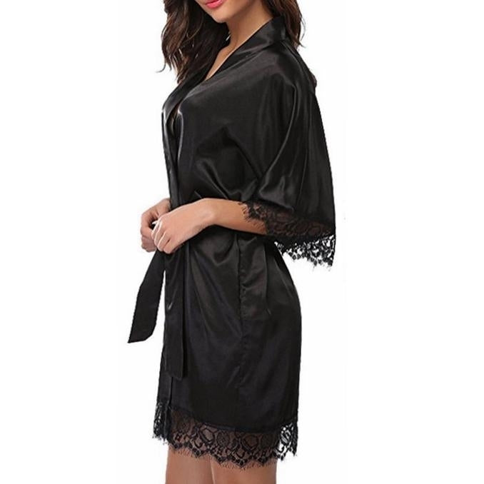 Ladies Summer Ice Silk Pajamas Nightdress Fashion Sexy Lace Pajamas Set Slim Pajamas Image 4