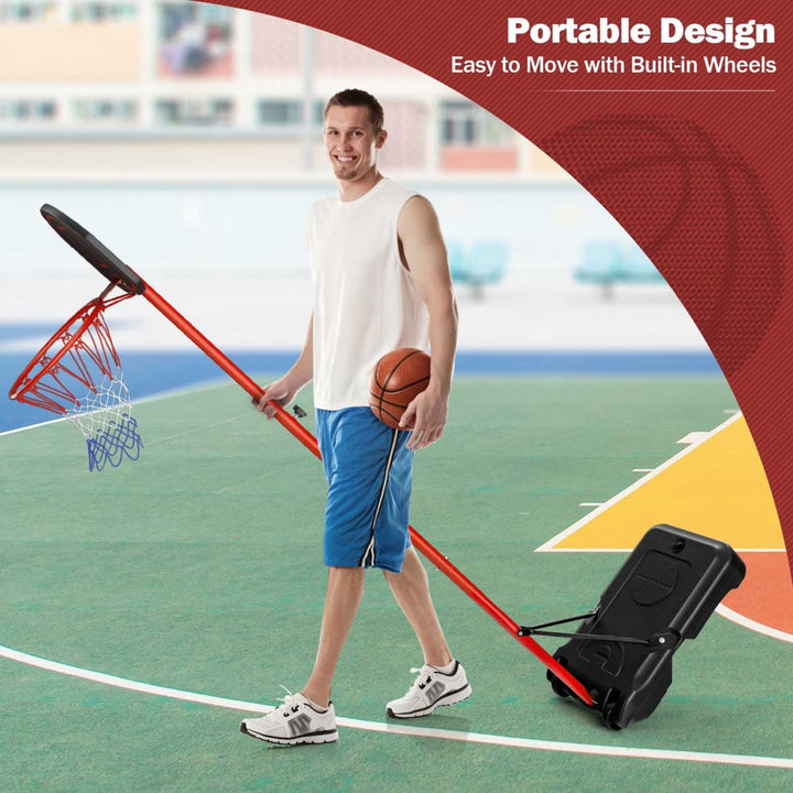 Height-Adjustable Basket Hoop Portable Backboard System Stand with 2 Wheels Fillable Base Weather-Resistant Nylon Net Image 9