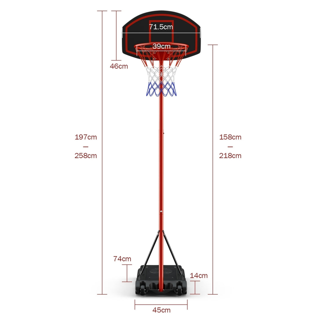 Height-Adjustable Basket Hoop Portable Backboard System Stand with 2 Wheels Fillable Base Weather-Resistant Nylon Net Image 10