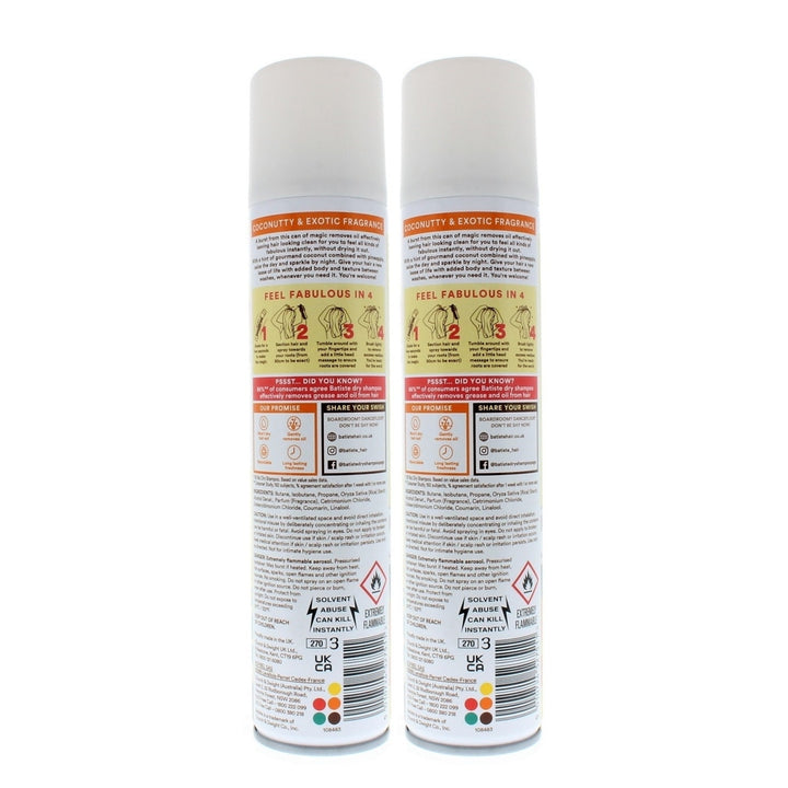 Batiste Dry Shampoo Tropical Exotic Coconut 200ml/120g (2-Pack) Image 3