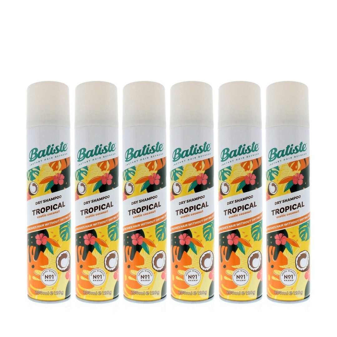 Batiste Dry Shampoo Tropical Coconut 200ml 120g 6-Pack Waterless Formula Image 1