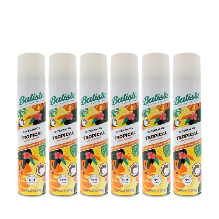 Batiste Dry Shampoo Tropical Coconut 200ml 120g 6-Pack Waterless Formula Image 1