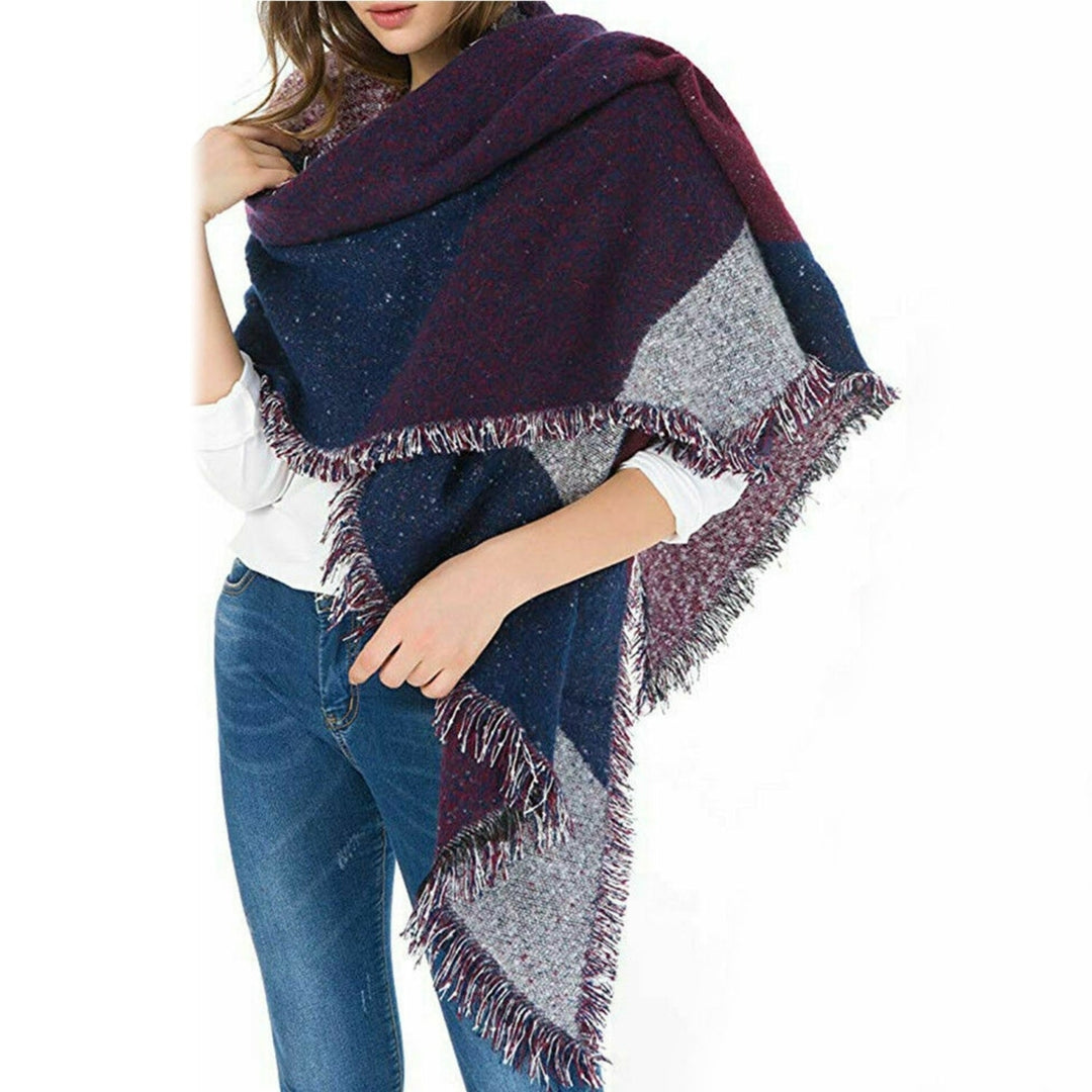 Women Winter Warm Scarf 74.8x25.6In Long Soft Knitted Shawl Image 1