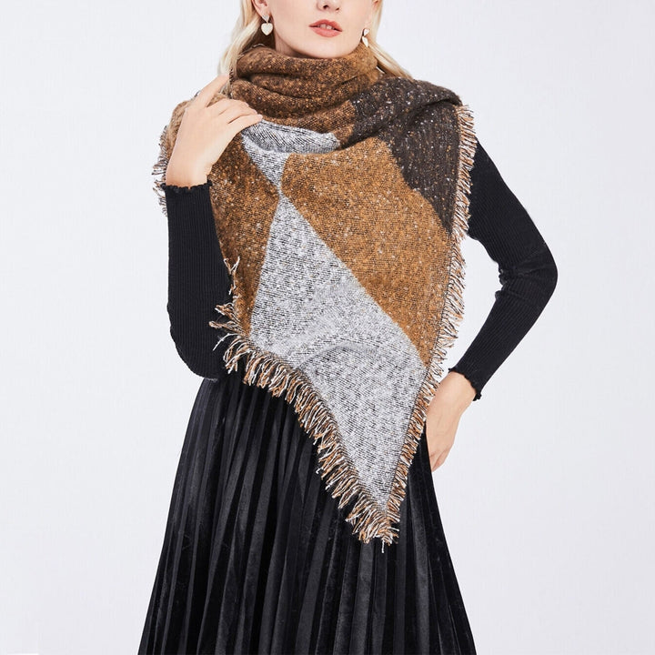 Women Winter Warm Scarf 74.8x25.6In Long Soft Knitted Shawl Image 2