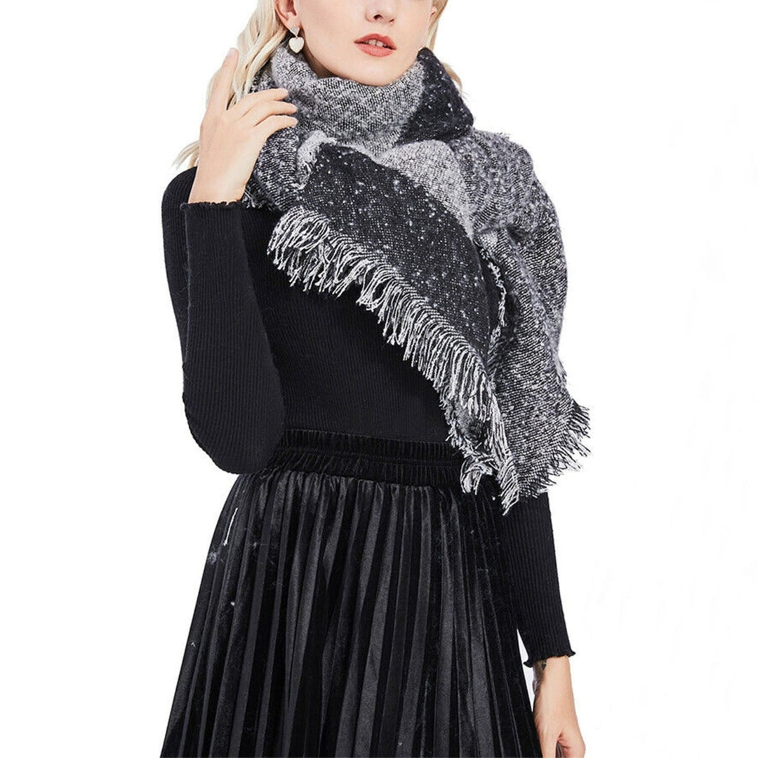 Women Winter Warm Scarf 74.8x25.6In Long Soft Knitted Shawl Image 3