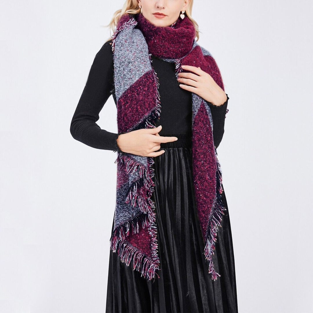 Women Winter Warm Scarf 74.8x25.6In Long Soft Knitted Shawl Image 6