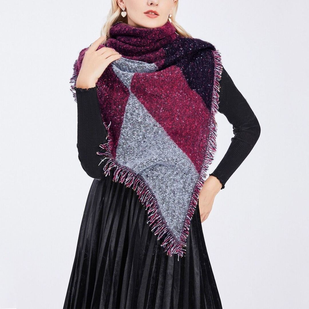 Women Winter Warm Scarf 74.8x25.6In Long Soft Knitted Shawl Image 11