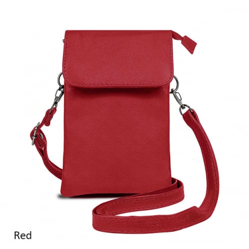 Genuine Leather Crossbody Wallet 5 Colors Adjustable Strap 7.5x5 Inches Image 1