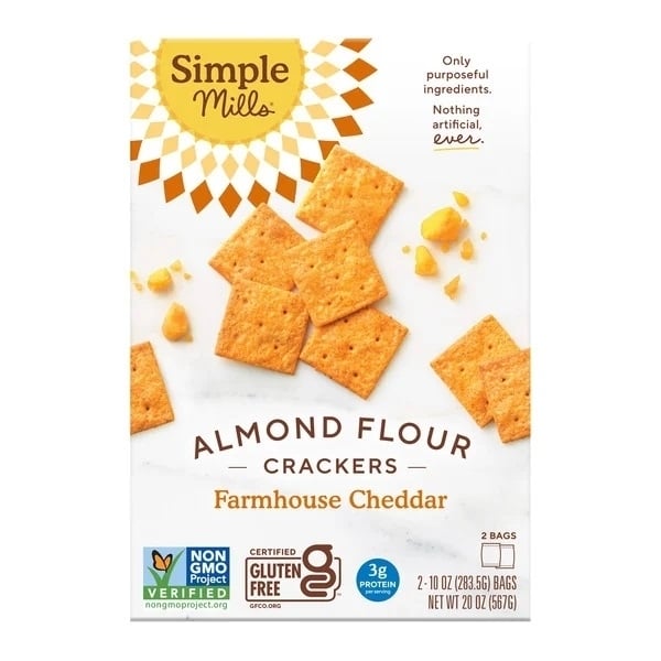 Simple Mills Almond Flour Farmhouse Cheddar Crackers10 Ounce (2 Count) Image 1