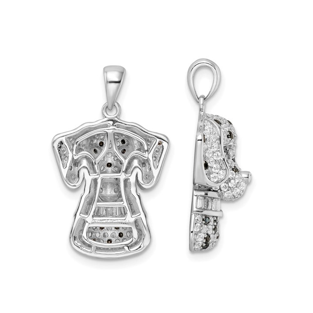 Sterling Silver Dalmatian Dog Pendant Necklace with Cubic Zirconia (CZ)s and Chain Image 2