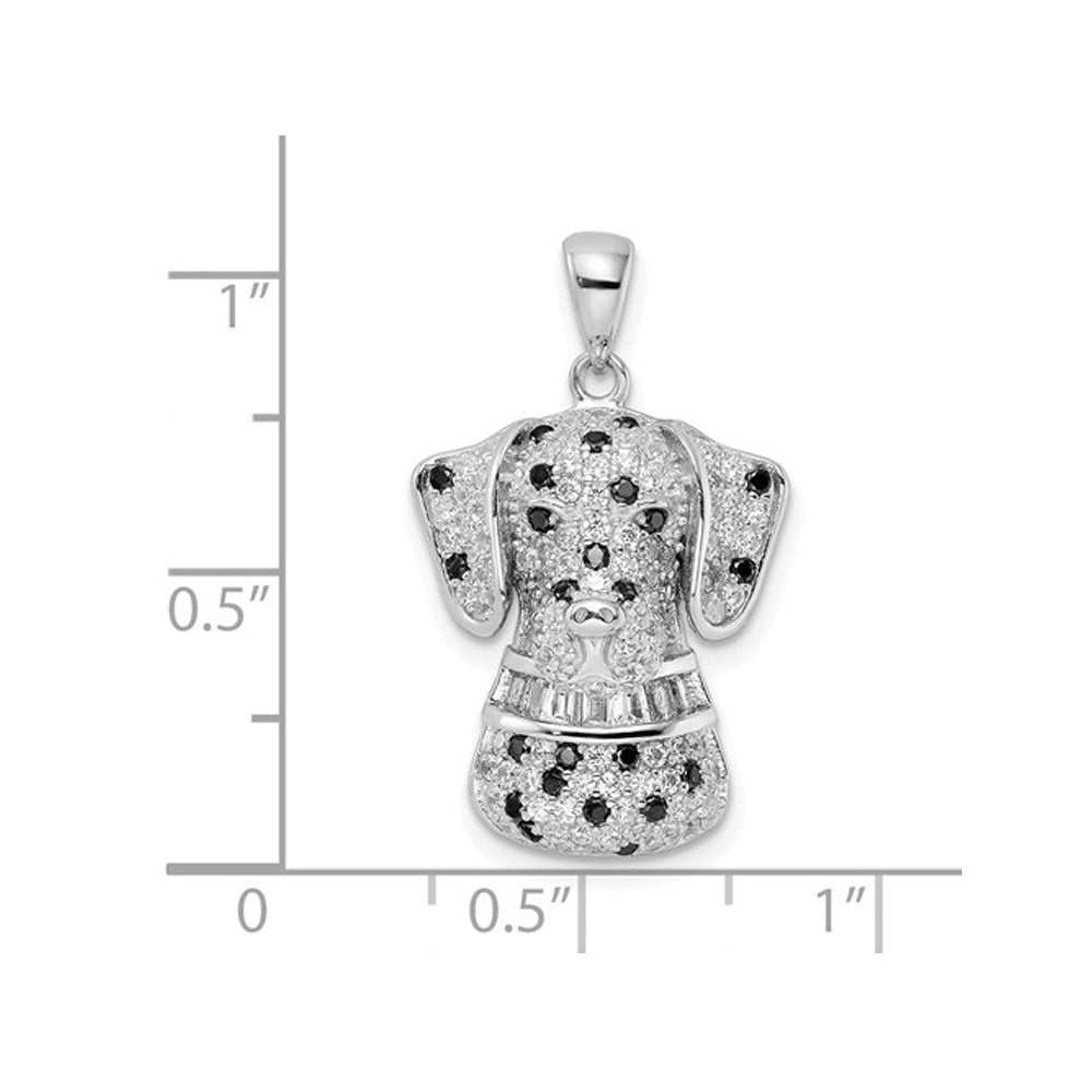 Sterling Silver Dalmatian Dog Pendant Necklace with Cubic Zirconia (CZ)s and Chain Image 3