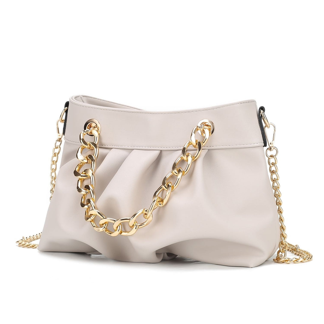 MKF Collection Marvila Vegan Leather Crossbody Bag Chain Ruched Shoulder Bag by Mia K Image 2