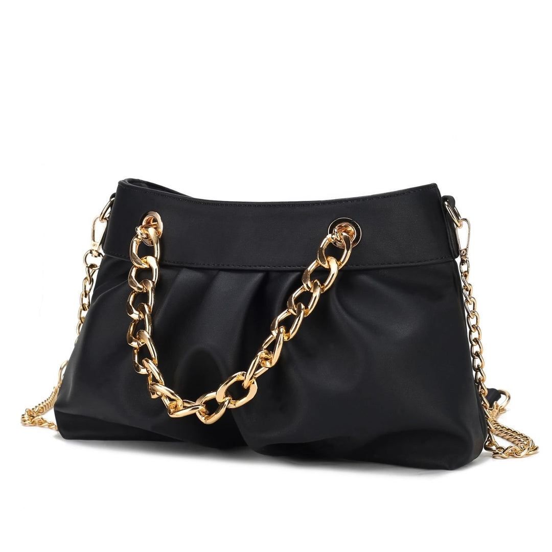 MKF Collection Marvila Vegan Leather Crossbody Bag Chain Ruched Shoulder Bag by Mia K Image 3