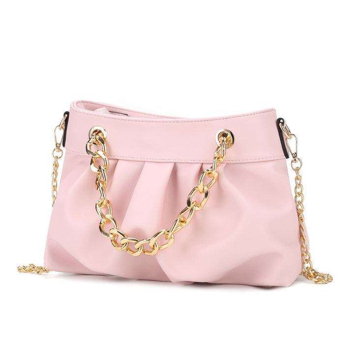 MKF Collection Marvila Vegan Leather Crossbody Bag Chain Ruched Shoulder Bag by Mia K Image 4