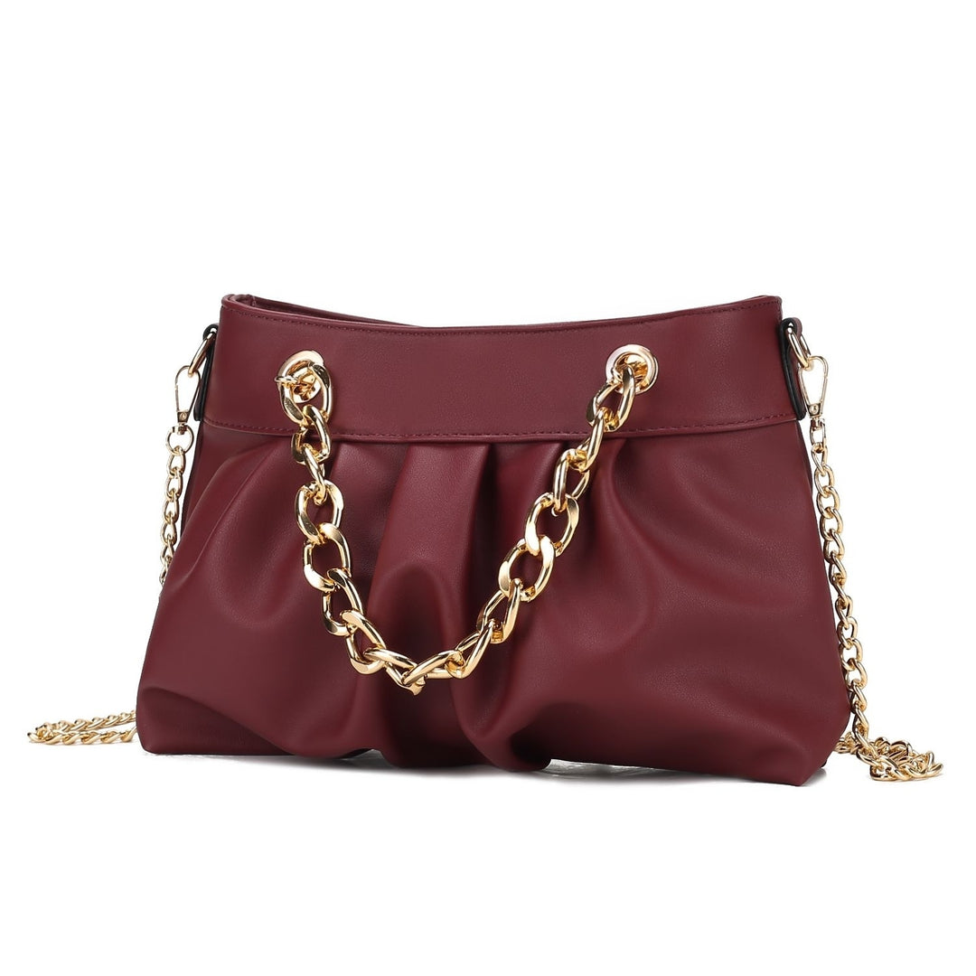 MKF Collection Marvila Vegan Leather Crossbody Bag Chain Ruched Shoulder Bag by Mia K Image 4