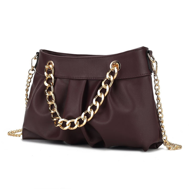 MKF Collection Marvila Vegan Leather Crossbody Bag Chain Ruched Shoulder Bag by Mia K Image 6