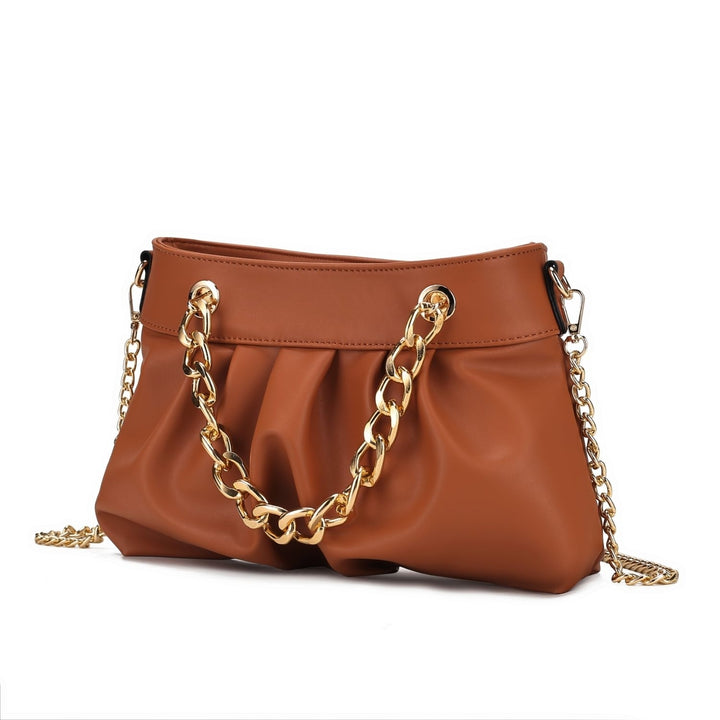 MKF Collection Marvila Vegan Leather Crossbody Bag Chain Ruched Shoulder Bag by Mia K Image 7