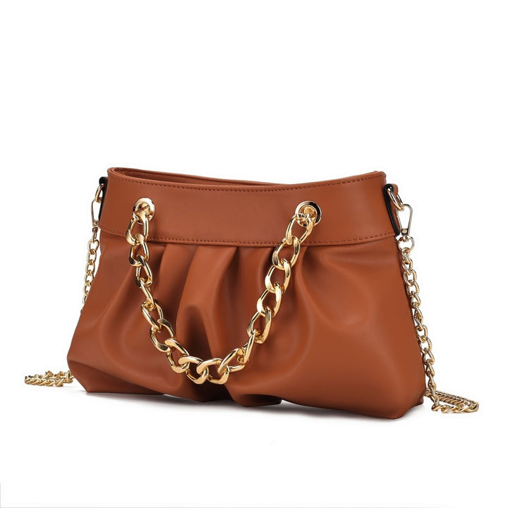 MKF Collection Marvila Vegan Leather Crossbody Bag Chain Ruched Shoulder Bag by Mia K Image 1