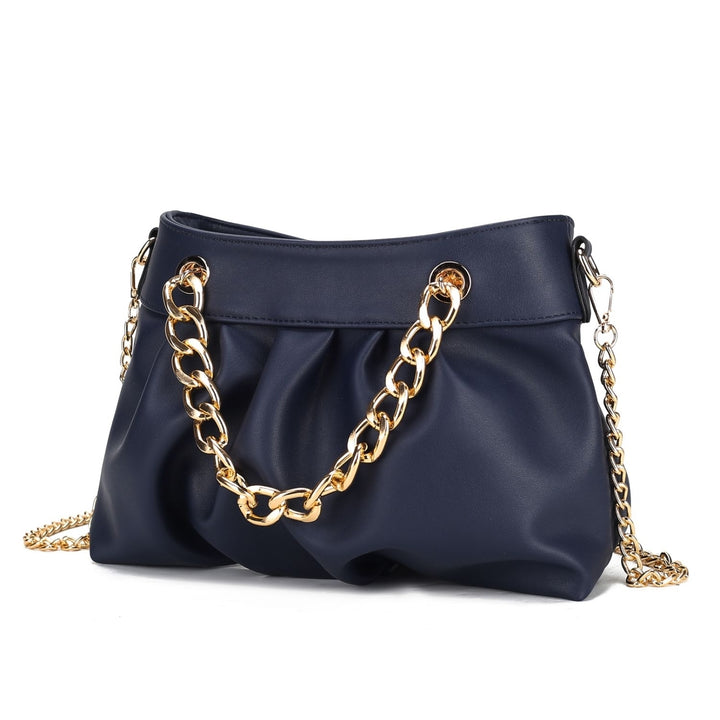 MKF Collection Marvila Vegan Leather Crossbody Bag Chain Ruched Shoulder Bag by Mia K Image 8