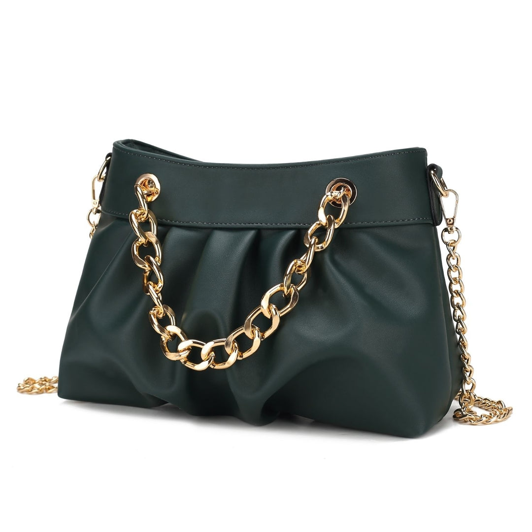 MKF Collection Marvila Vegan Leather Crossbody Bag Chain Ruched Shoulder Bag by Mia K Image 9