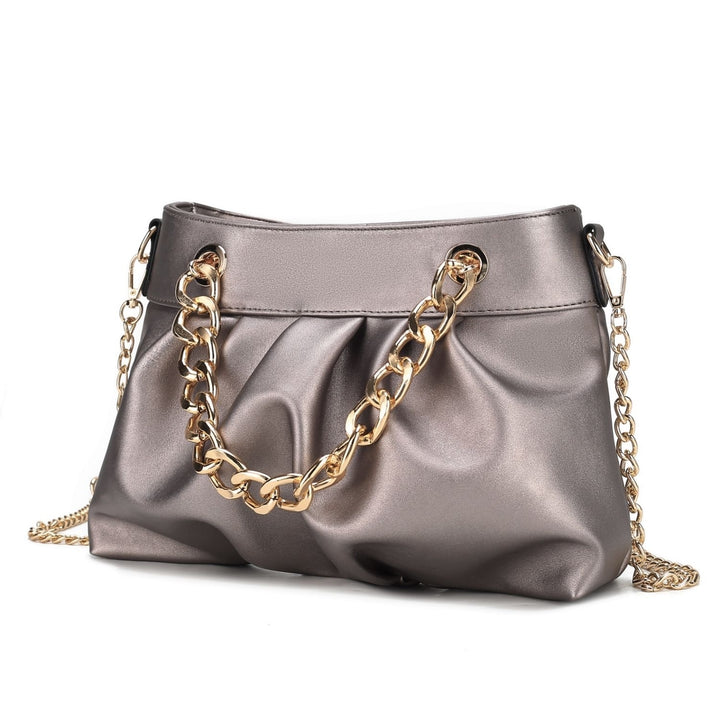 MKF Collection Marvila Vegan Leather Crossbody Bag Chain Ruched Shoulder Bag by Mia K Image 10