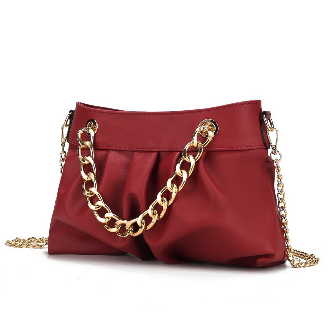 MKF Collection Marvila Vegan Leather Crossbody Bag Chain Ruched Shoulder Bag by Mia K Image 11