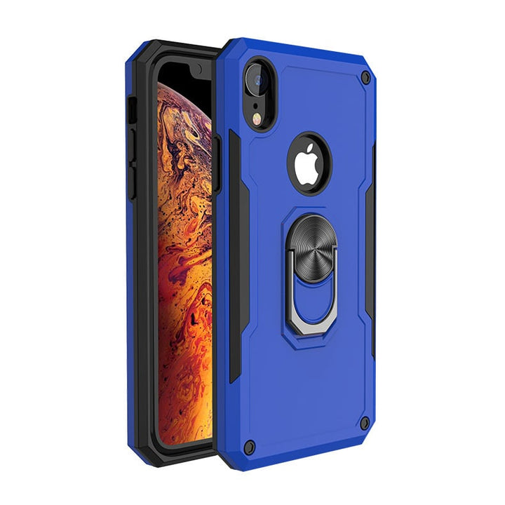 For Apple iPhone XR Phone Case with Ring Stand, Heavy Duty Military Grade Shockproof Rugged Bumper Image 1