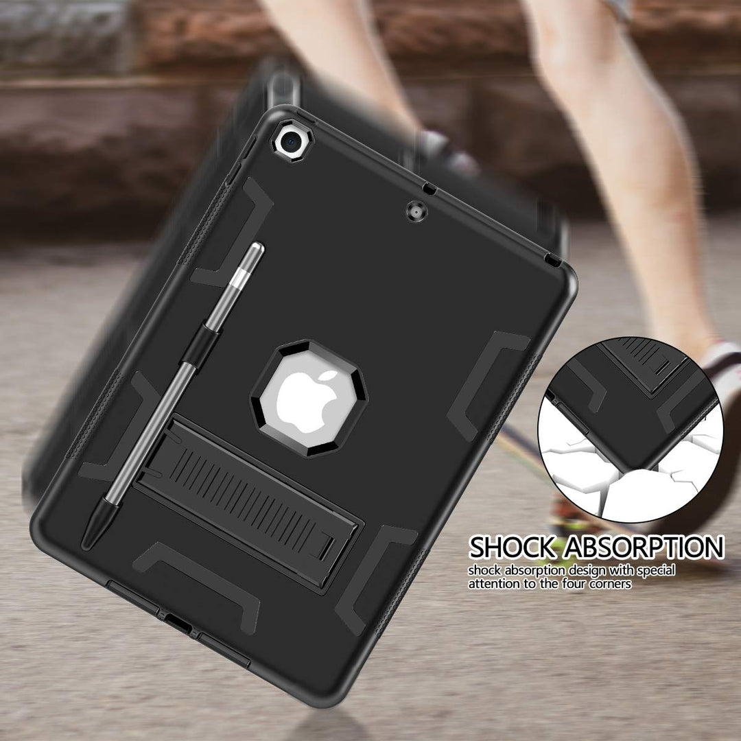 For Apple iPad 7th Generation 2019 10.2 / A2200 / A2198 / A2197 Shockproof Duty Hard Kickstand Case Cover/Black Image 4