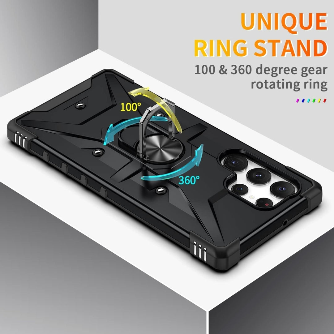 For Samsung Galaxy S23 Plus / SM-S916 Ring Stand Heavy Duty Military Grade Shockproof Rugged Bumper Image 3