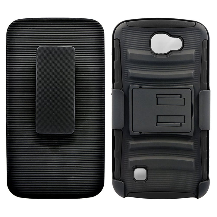 LG K3 LS450 Heavy Duty Belt Case with Holster Kickstand Shockproof Combo Image 1