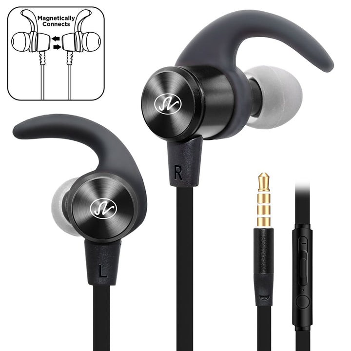 Universal Magnetic Sport Earphones 3.5mm Noise Cancelling Wired Earbuds Bass Image 1