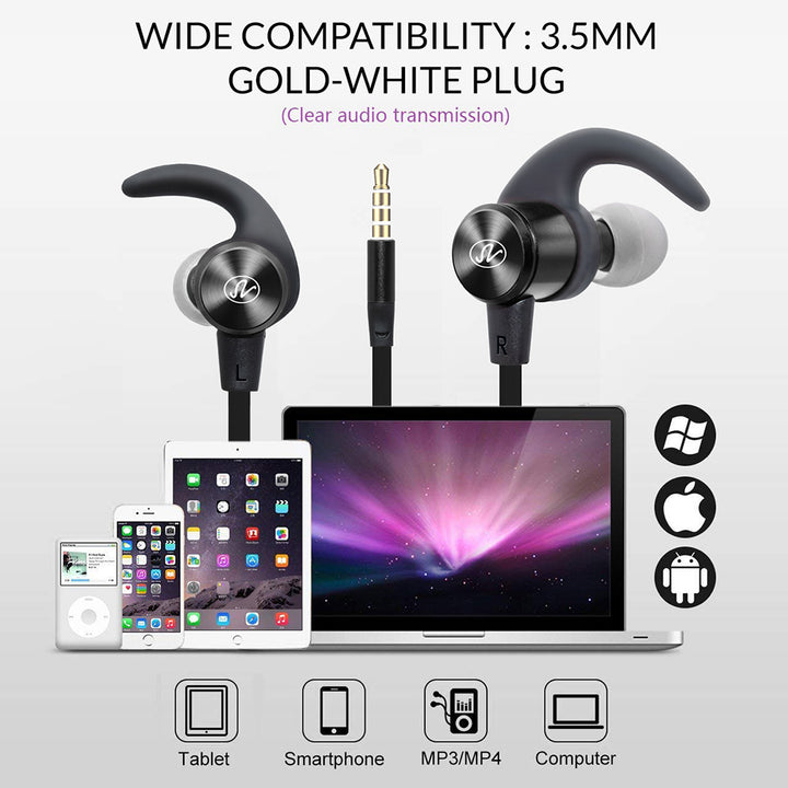 Universal Magnetic Sport Earphones 3.5mm Noise Cancelling Wired Earbuds Bass Image 2