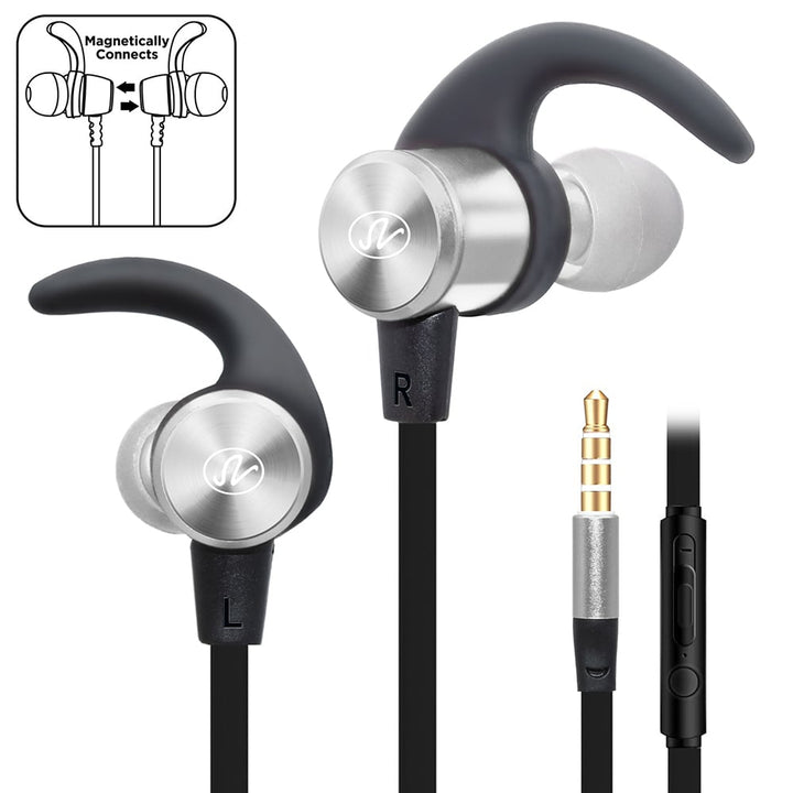 Universal Magnetic Sport Earphones 3.5mm Noise Cancelling Wired Earbuds Bass Image 1