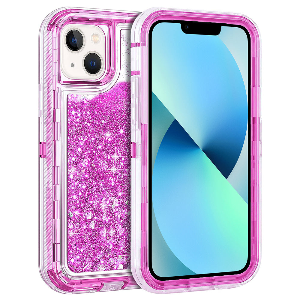 For Apple iPhone 13 6.1 Dual Layer Protective Shockproof Liquid Bling Sparkle Floating Glitter Quicksand Phone Case Image 7