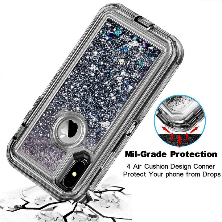 For Apple IPhone XS MAX 6.5 Dual Layer Protective Shockproof Liquid Bling Sparkle Floating Glitter Quicksand Phone Case Image 11