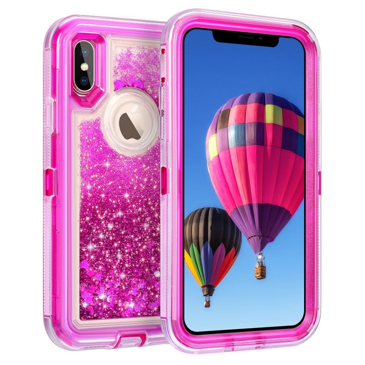 For Apple iPhone XR 6.1 Dual Layer Protective Shockproof Liquid Bling Sparkle Floating Glitter Quicksand Phone Case Image 4