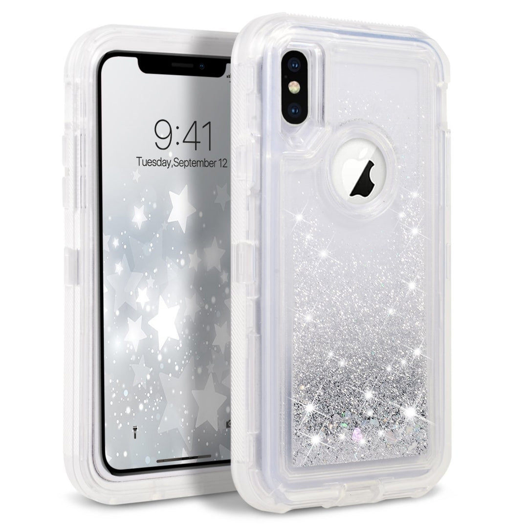 For Apple iPhone XR 6.1 Dual Layer Protective Shockproof Liquid Bling Sparkle Floating Glitter Quicksand Phone Case Image 6