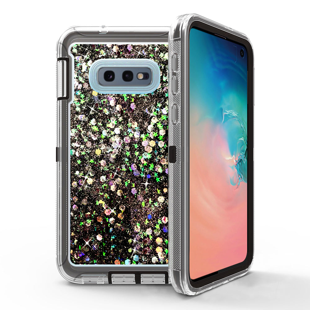 For Samsung Galaxy S10E Dual Layer Protective Shockproof Liquid Bling Sparkle Floating Glitter Quicksand Phone Case Image 1