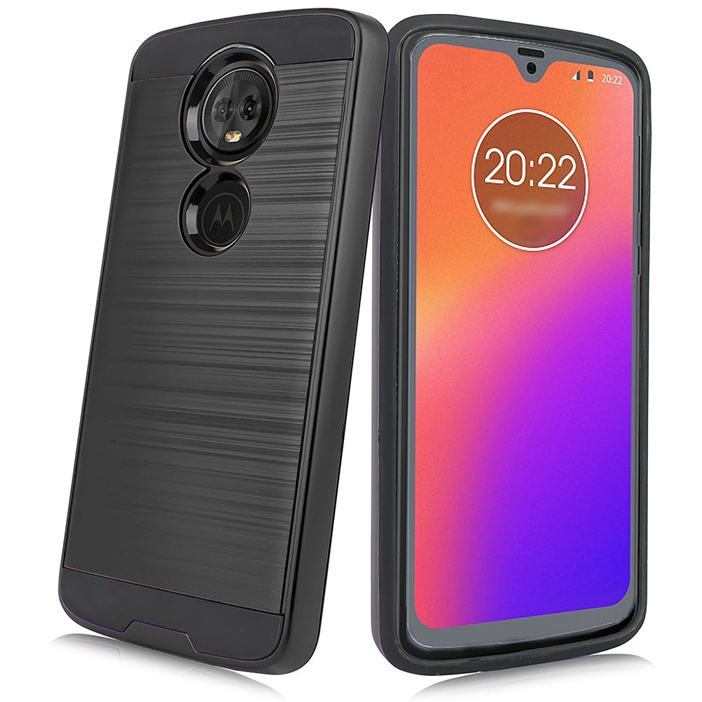 For Motorola Moto G7 [Luxury Brushed] Shockproof Slim Design Armor Defender Dual Layer Hybrid Rugged PC Plastic Impact Image 1