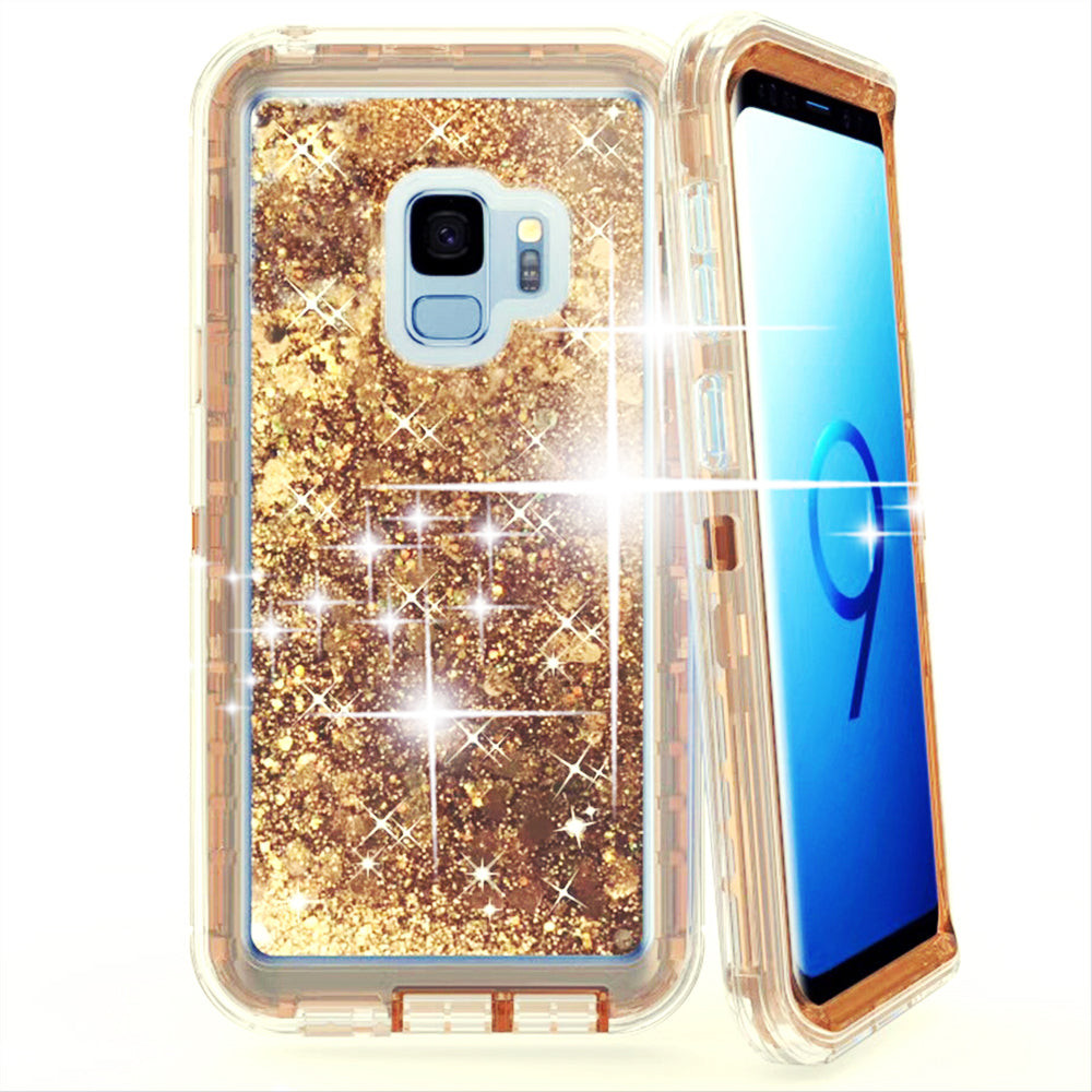 For Samsung Galaxy S9 Plus Dual Layer Protective Shockproof Liquid Bling Sparkle Floating Glitter Quicksand Phone Case Image 4