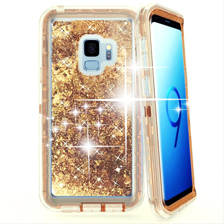 For Samsung Galaxy S9 Plus Dual Layer Protective Shockproof Liquid Bling Sparkle Floating Glitter Quicksand Phone Case Image 1