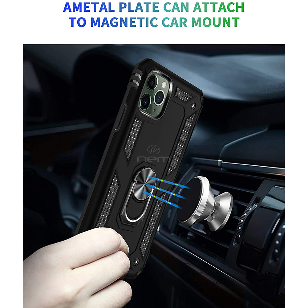 For Apple iPhone 12 / iPhone 12 Pro 6.1 Ring Stand Heavy Duty Military Grade Shockproof Rugged Bumper Image 3