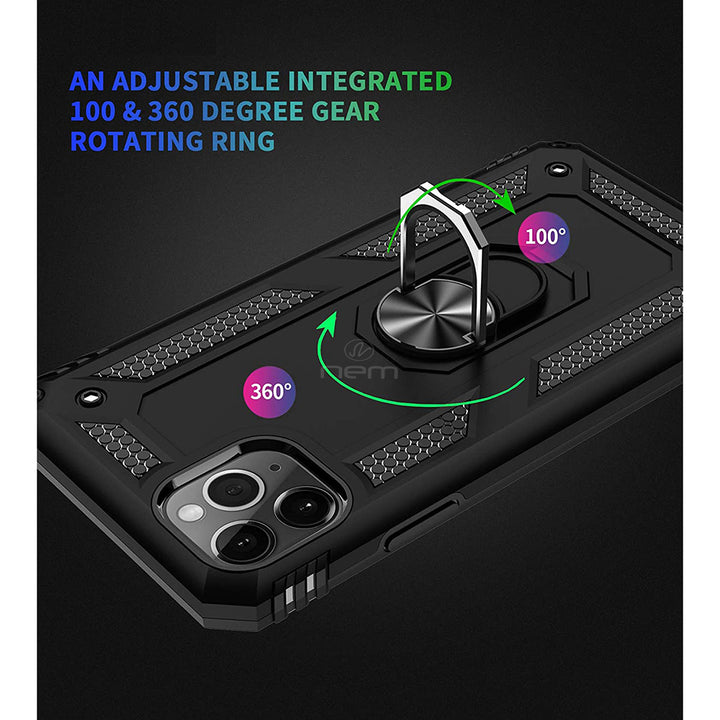 For Apple iPhone 12 / iPhone 12 Pro 6.1 Ring Stand Heavy Duty Military Grade Shockproof Rugged Bumper Image 4