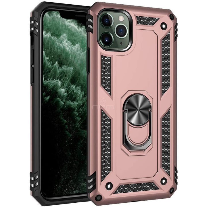 For Apple iPhone 12 / iPhone 12 Pro 6.1 Ring Stand Heavy Duty Military Grade Shockproof Rugged Bumper Image 1