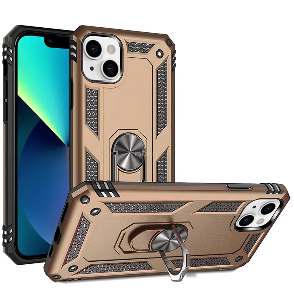 For Apple iPhone 13 6.1 Ring Stand Heavy Duty Military Grade Shockproof Rugged Bumper Image 7