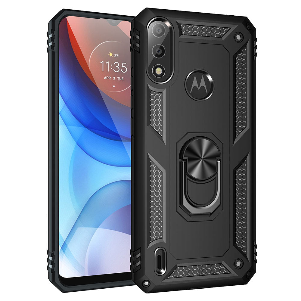 For Motorola Moto E7 Power 2021 Ring Stand Heavy Duty Military Grade Shockproof Rugged Bumper Image 2