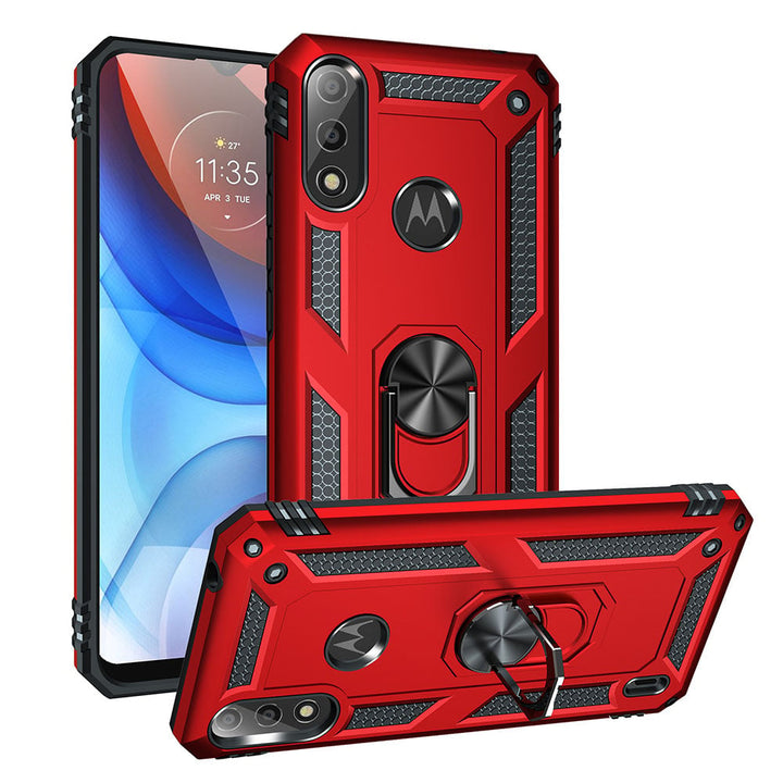 For Motorola Moto E7 Power 2021 Ring Stand Heavy Duty Military Grade Shockproof Rugged Bumper Image 1