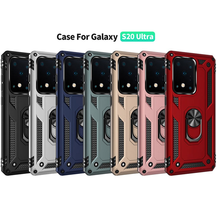 For Samsung Galaxy S20 Ultra Ring Stand Heavy Duty Military Grade Shockproof Rugged Bumper Image 2