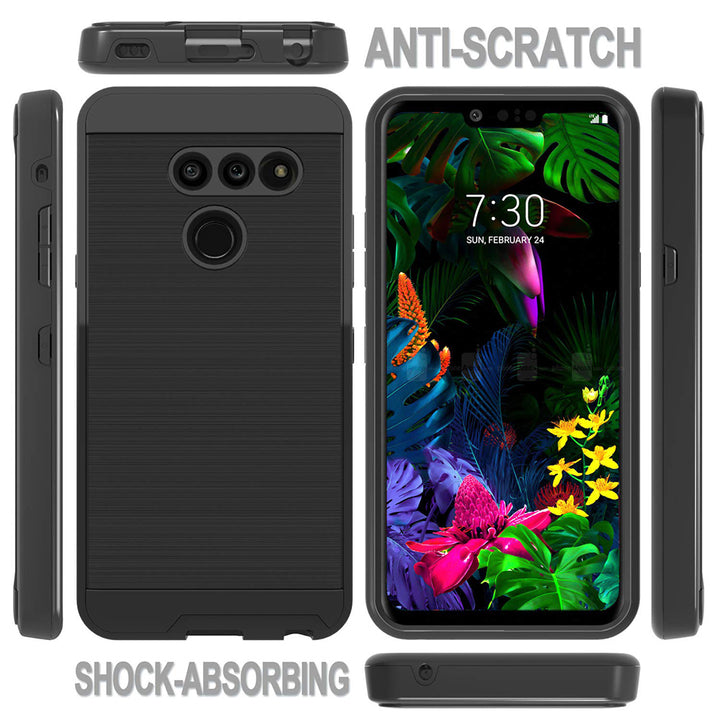 For LG G8 ThinQ [Luxury Brushed] Shockproof Slim Design Armor Defender Dual Layer Hybrid Rugged PC Plastic Impact Image 3