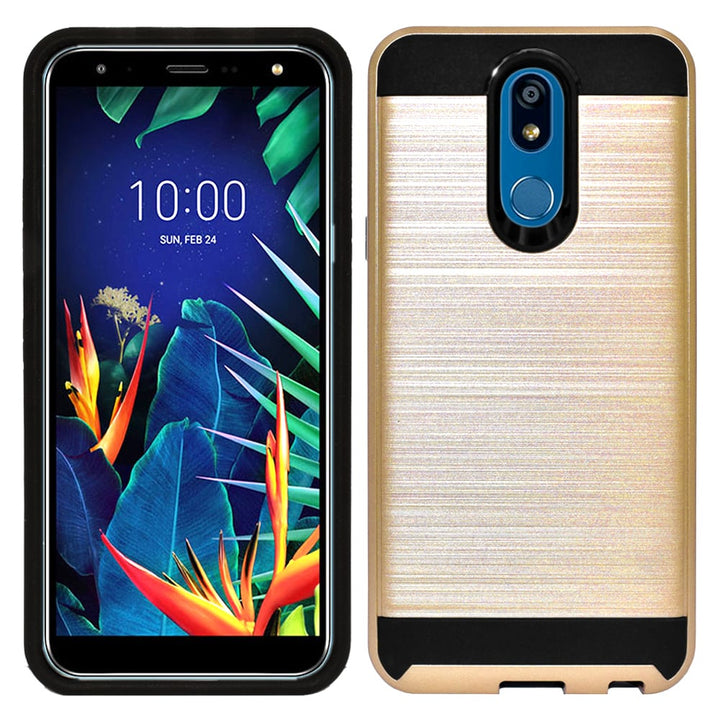 For LG K40 [Luxury Brushed] Shockproof Slim Design Armor Defender Dual Layer Hybrid Rugged PC Plastic Impact Resistant Image 1